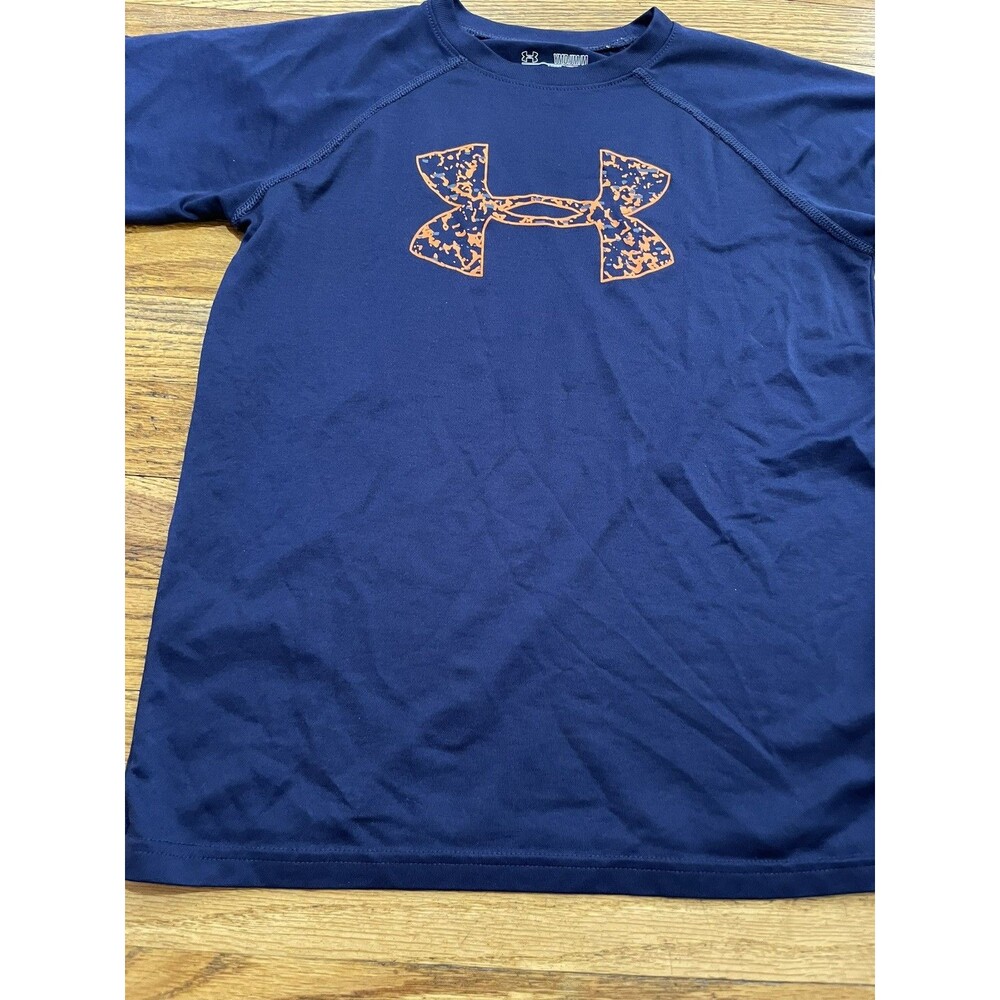 Under Armour Boys Youth Medium YMD Dark Blue Short Sleeve Athletic Shirt